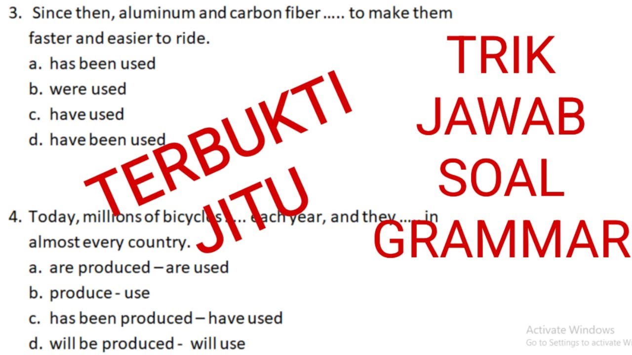Present Perfect/Present Tense/Past Tense Grammar Bahasa Inggris - Soal dan Pembahasan