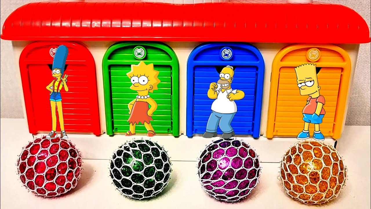 Satisfying Garage ASMR | Making 4  Giant Stress Baloons From Simpsons families Doors Garage ASMR