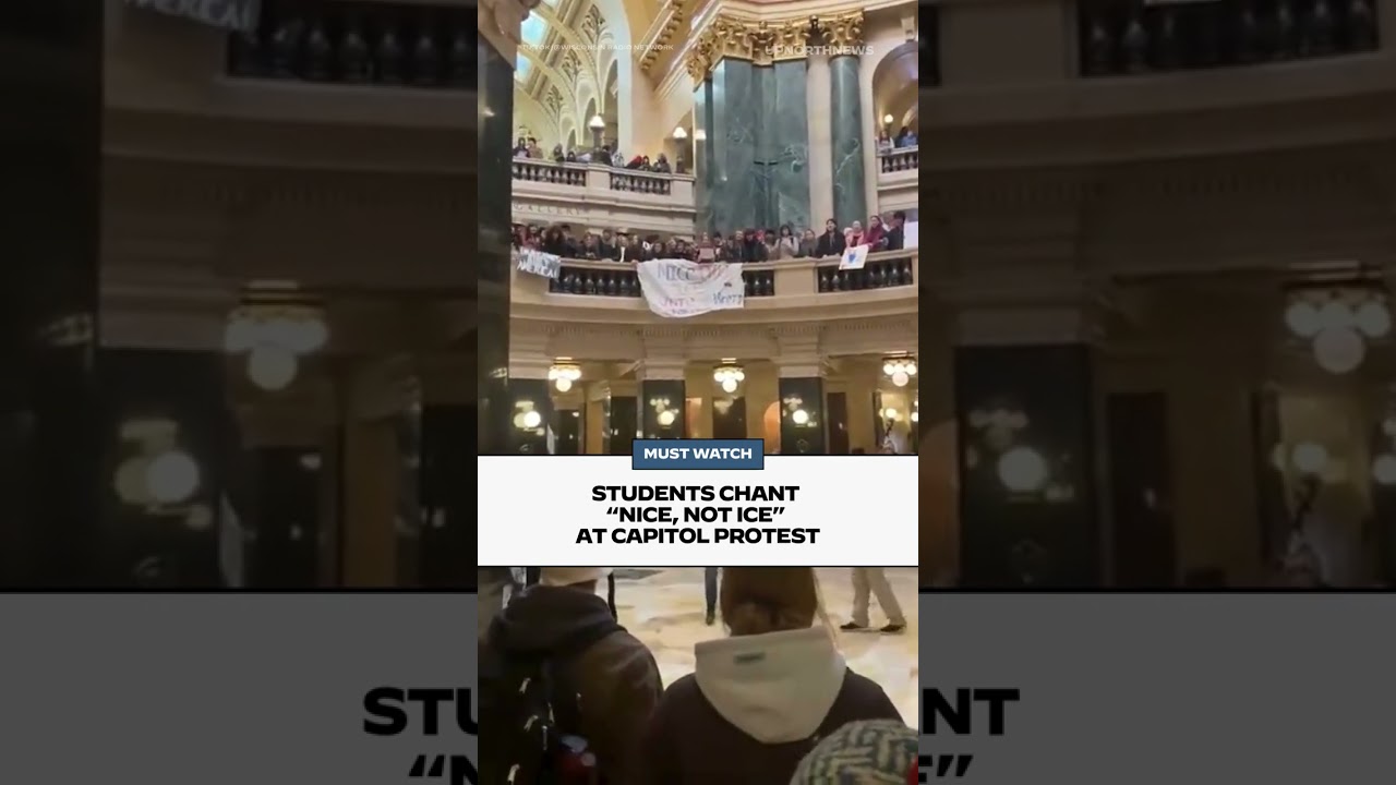 Students chant "Nice, not Ice" at Capitol protest