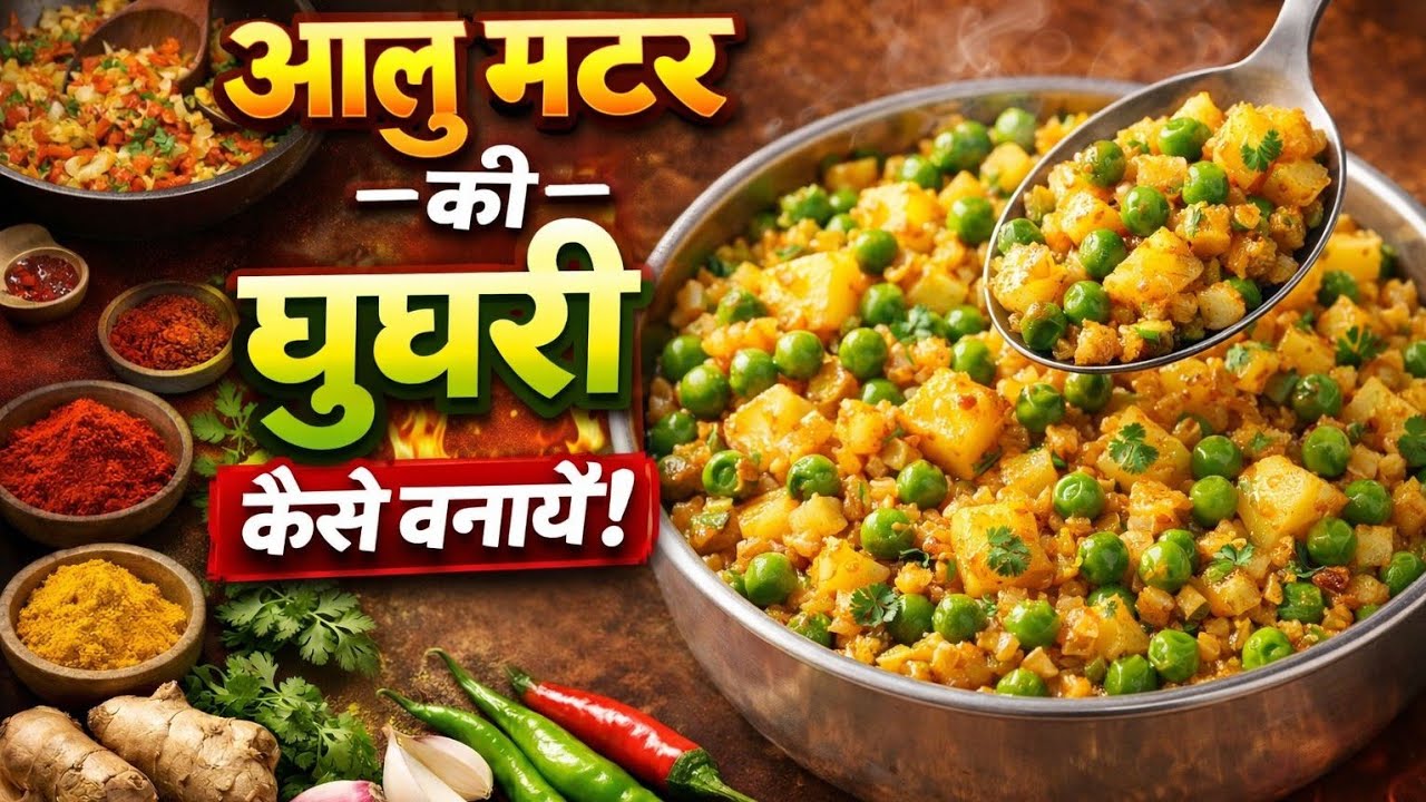 आलू मटर की ( घुघरी) बनाएं ऐसे ।