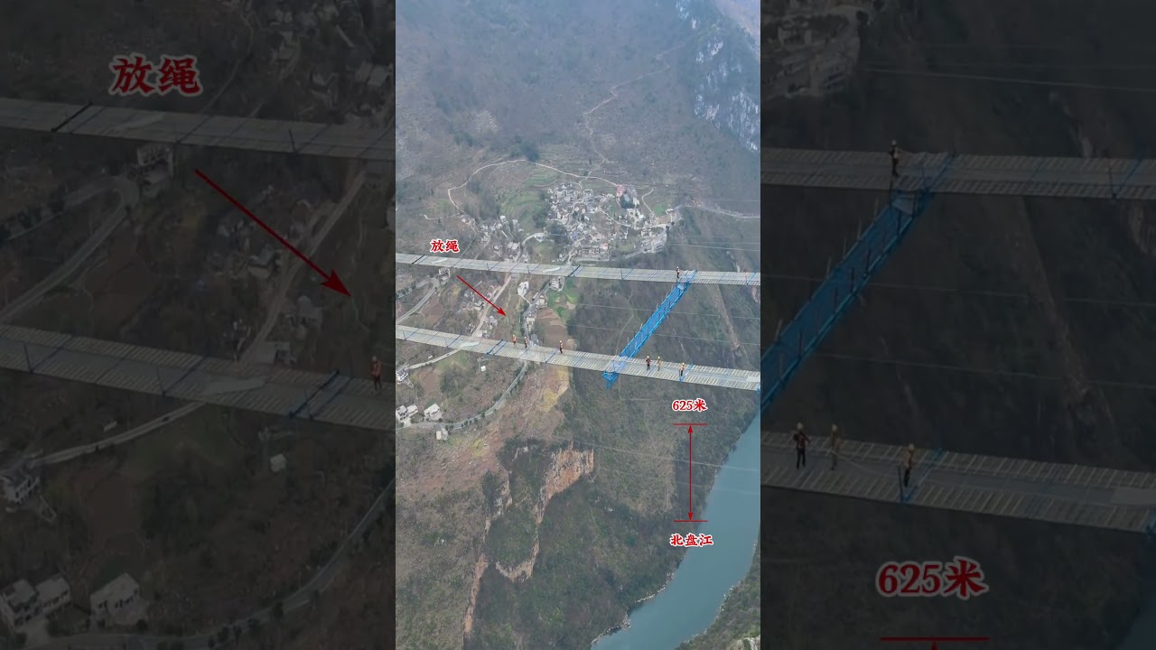 The world's tallest bridge in Guizhou Province is under construction  625 meters high #travel
