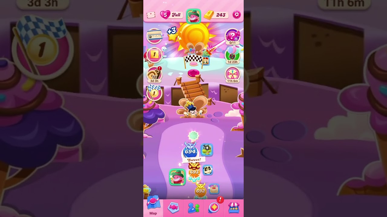Kid game. Candy crush saga level 691~700