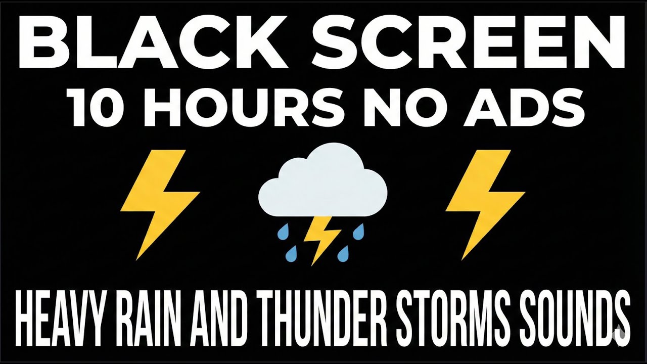 10 HOURS THUNDER and RAIN Sounds for Sleeping BLACK SCREEN