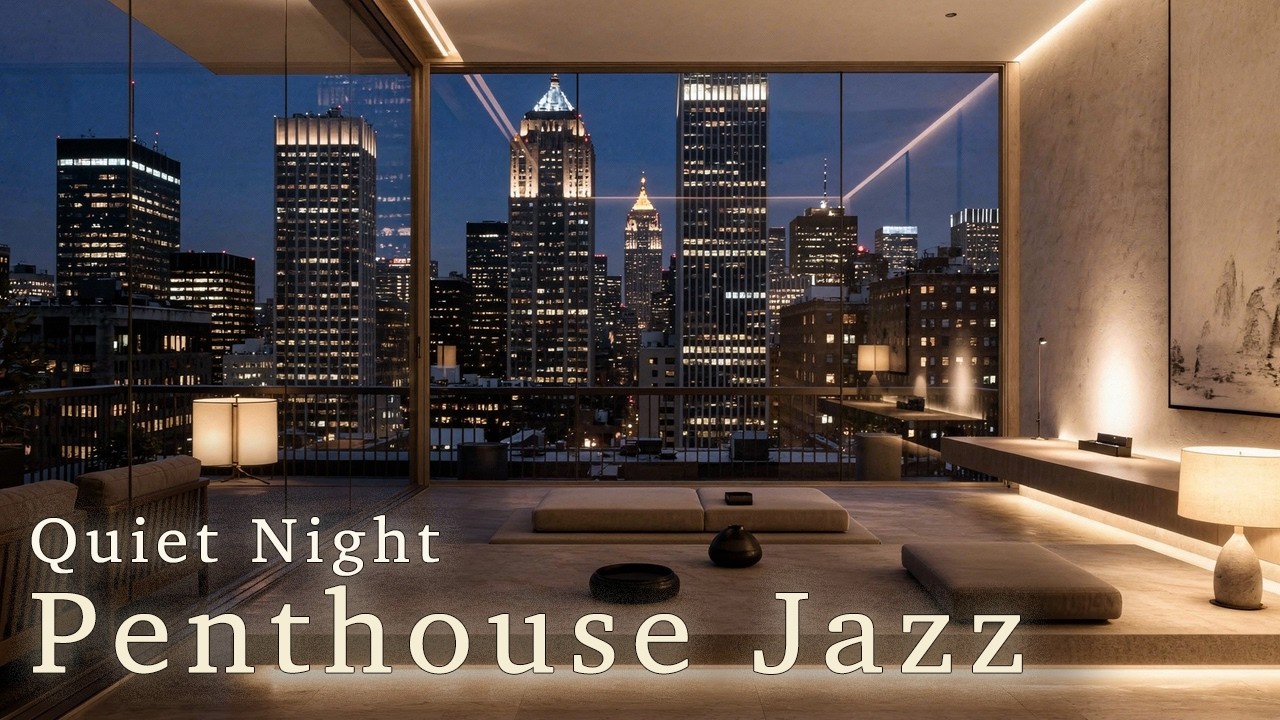 [4K] Quiet Night Jazz — Manhattan Penthouse Skyline Jazz | Above The City Jazz