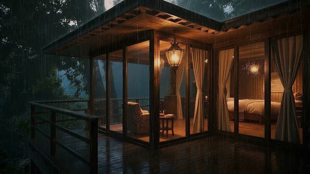 Cozy Bedroom Rain by the Forest 🌲 Gentle Night Sounds for Deep Sleep and Relaxation