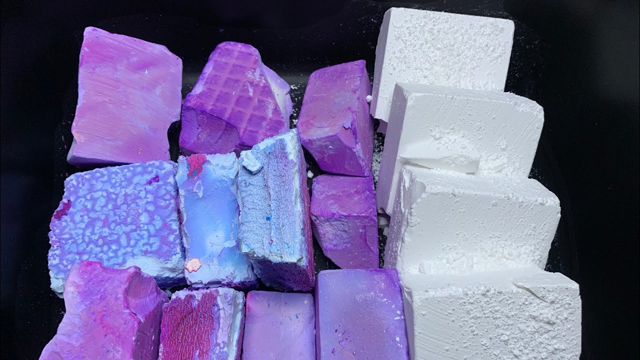 Purple crunchy chalk vs soft dusty V chalk💜🤍😋 |gym chalk asmr| asmr gym chalk | plain jane gym chalk