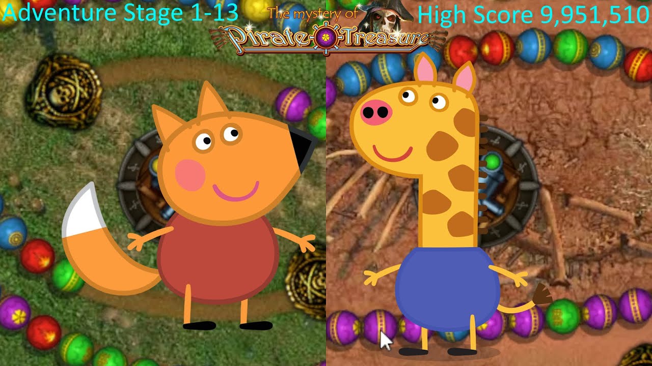 Zuma Mystery of Pirate Treasure All Adventure Stages 1-13 High Score 9,951,510