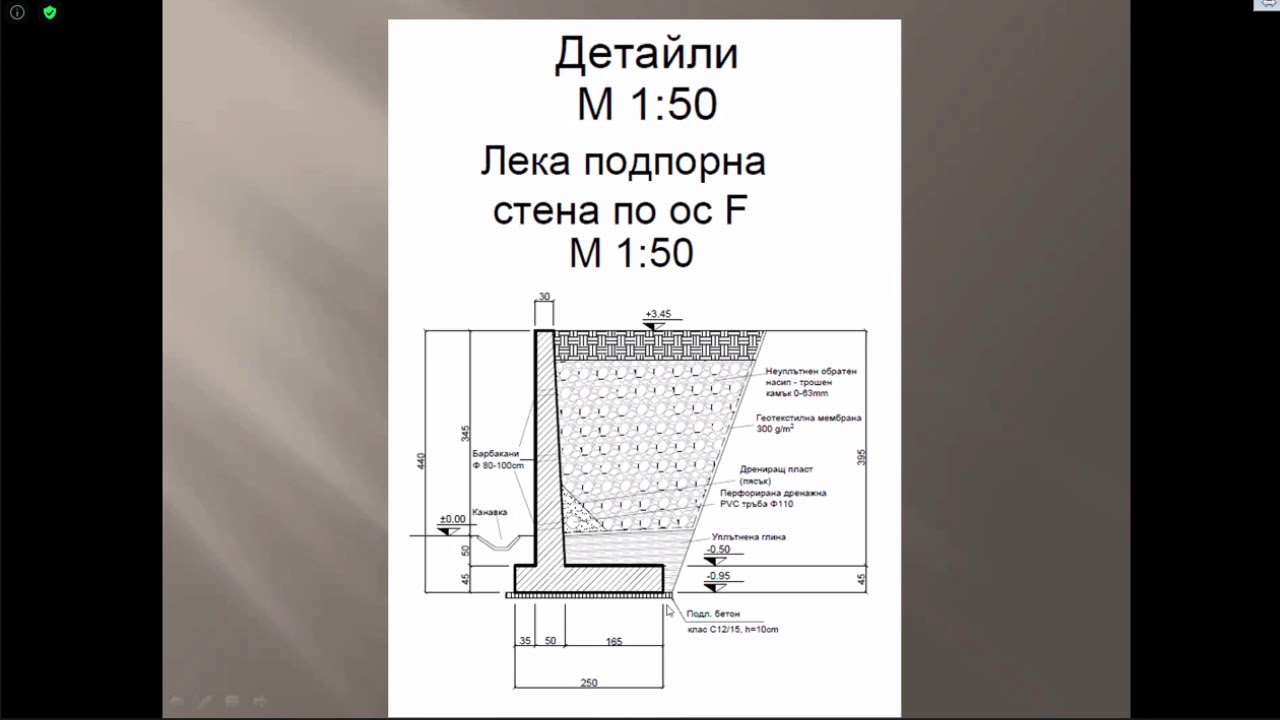 Курсов проект по Фундиране-25.Общ чертеж.Най-общо за чертежите на фундаменти и подпорни стени.