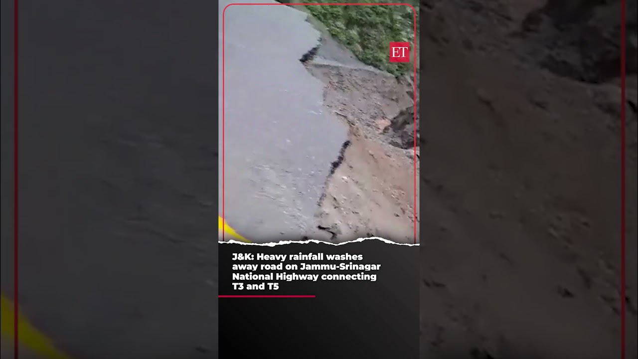 J&K: Heavy rainfall washes away road on Jammu-Srinagar National Highway connecting T3 and T5