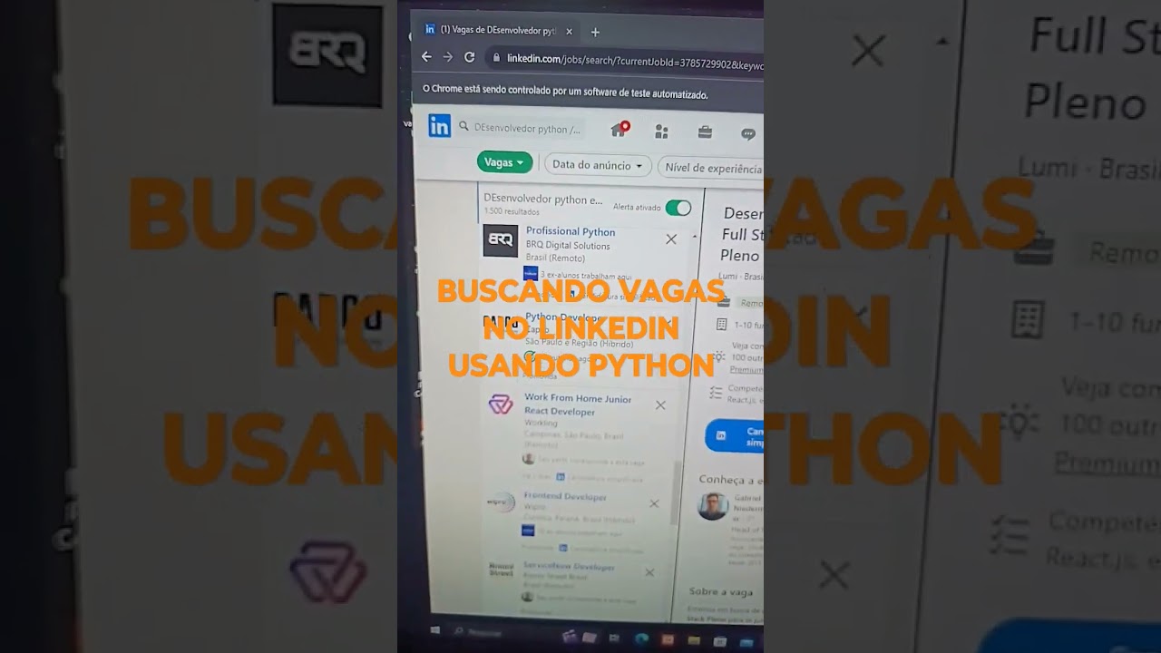 Usando  python para buscar vagas no LinkedIn autom&aacute;tico. veja coment&aacute;rios
