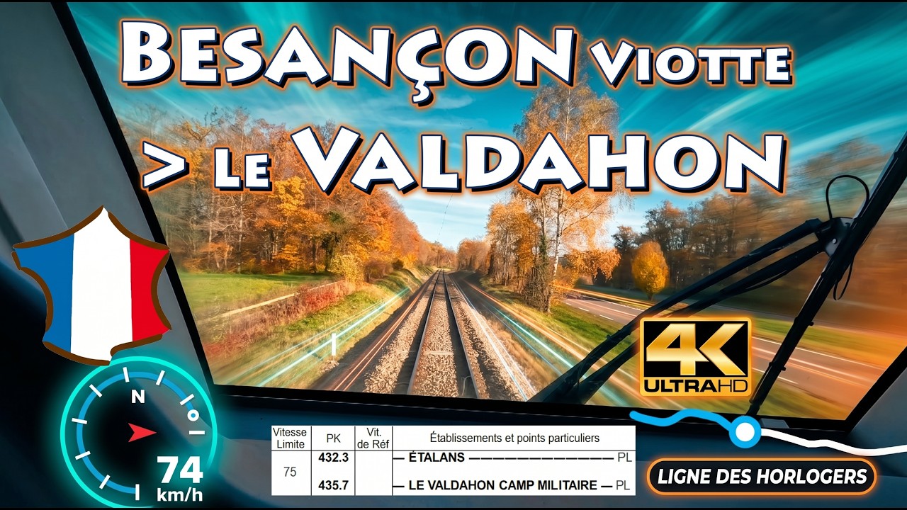 CAB RIDE 4K 🇫🇷 Besançon Viotte - Le Valdahon / Ligne des horlogers TER SNCF Bourgogne-Franche-Comté