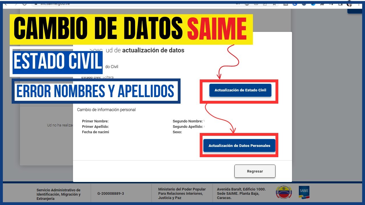 COMO ACTUALIZAR DATOS Y ESTADO CIVIL EN NUEVA PAGINA #SAIME