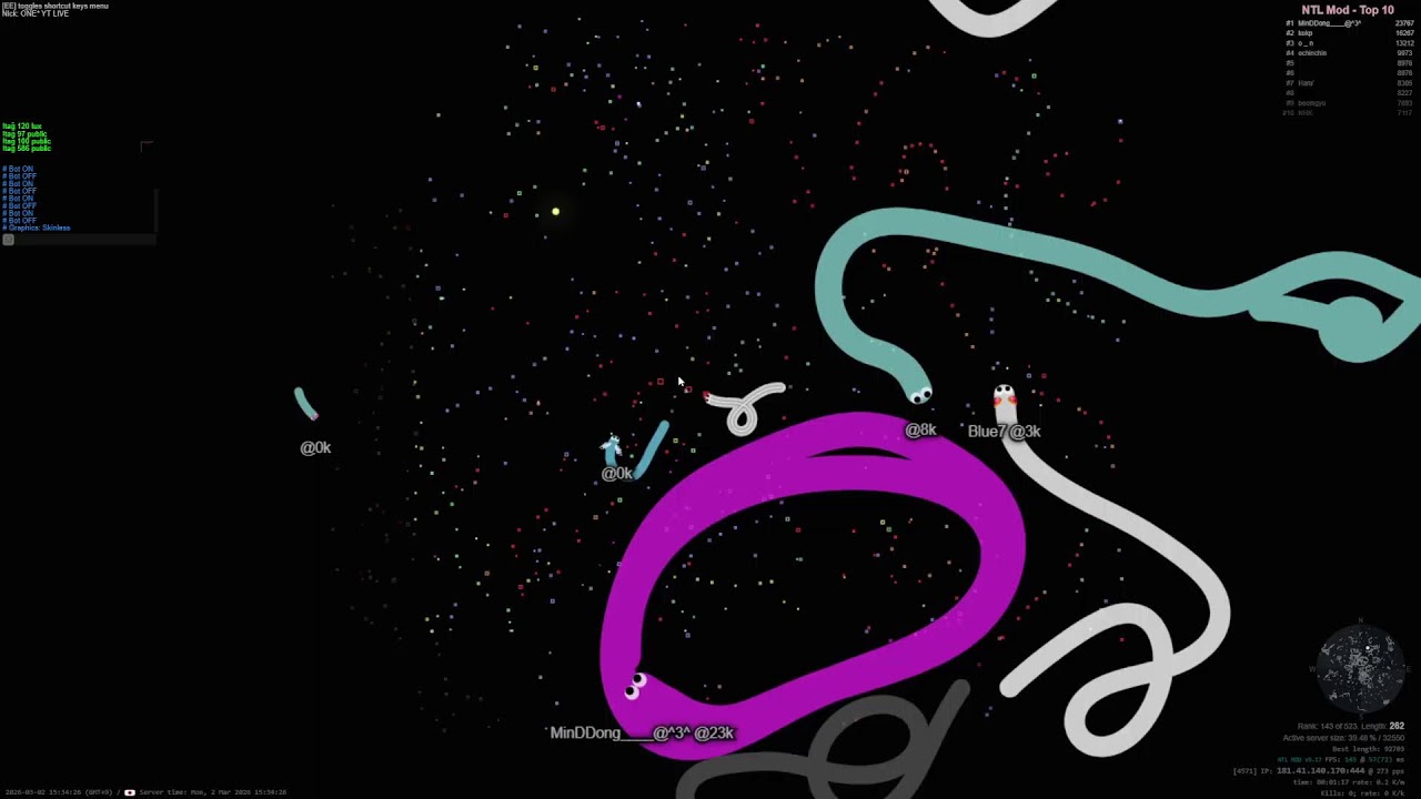 [slither.io] ONE Live _지렁이키우기