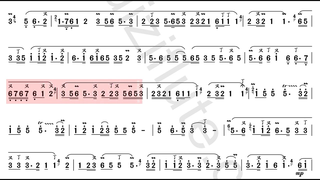 《梅花三弄-Three Stanzas of Plum-blossoms》C key dizi flute Jianpu Number Notation Video Score