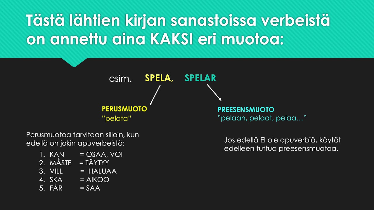 Verbin perusmuoto ja preesensmuoto