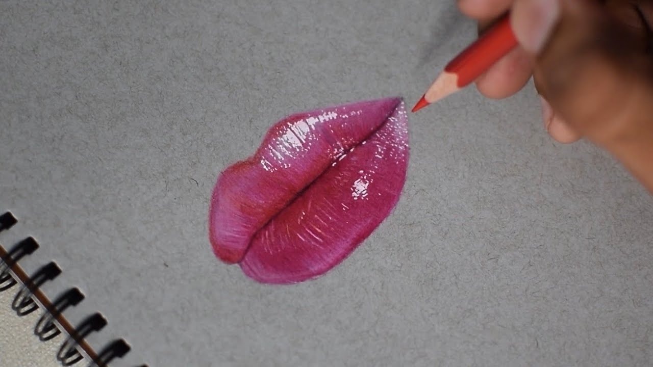 Realistic Lips Drawing with Faber Castel Color Pencils Tutorial