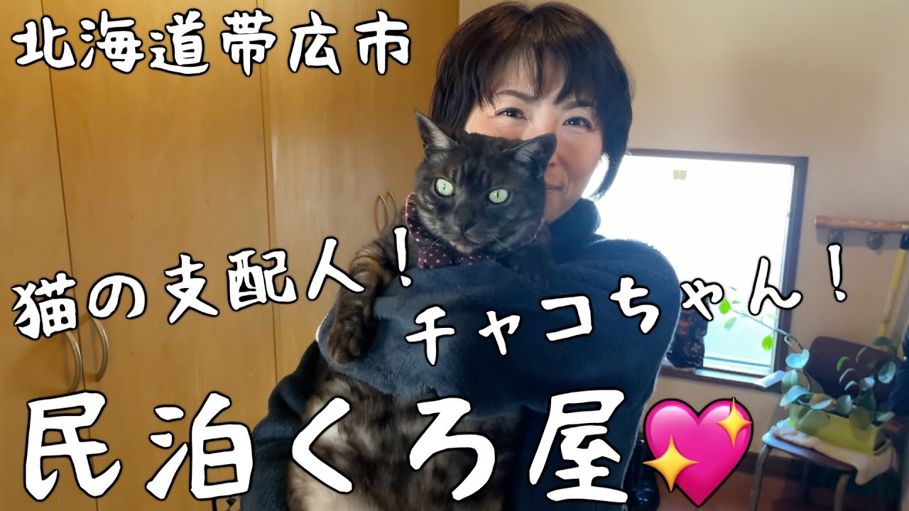【北海道・帯広市】猫の支配人がいる大人気のお宿！「民泊くろ屋」でチャコちゃんに癒される💖夕食は北の屋台の大人気店「ポンチセ」の絶品料理で大満足！おいしさ、楽しさ、温かさが溢れる春の帯広旅！