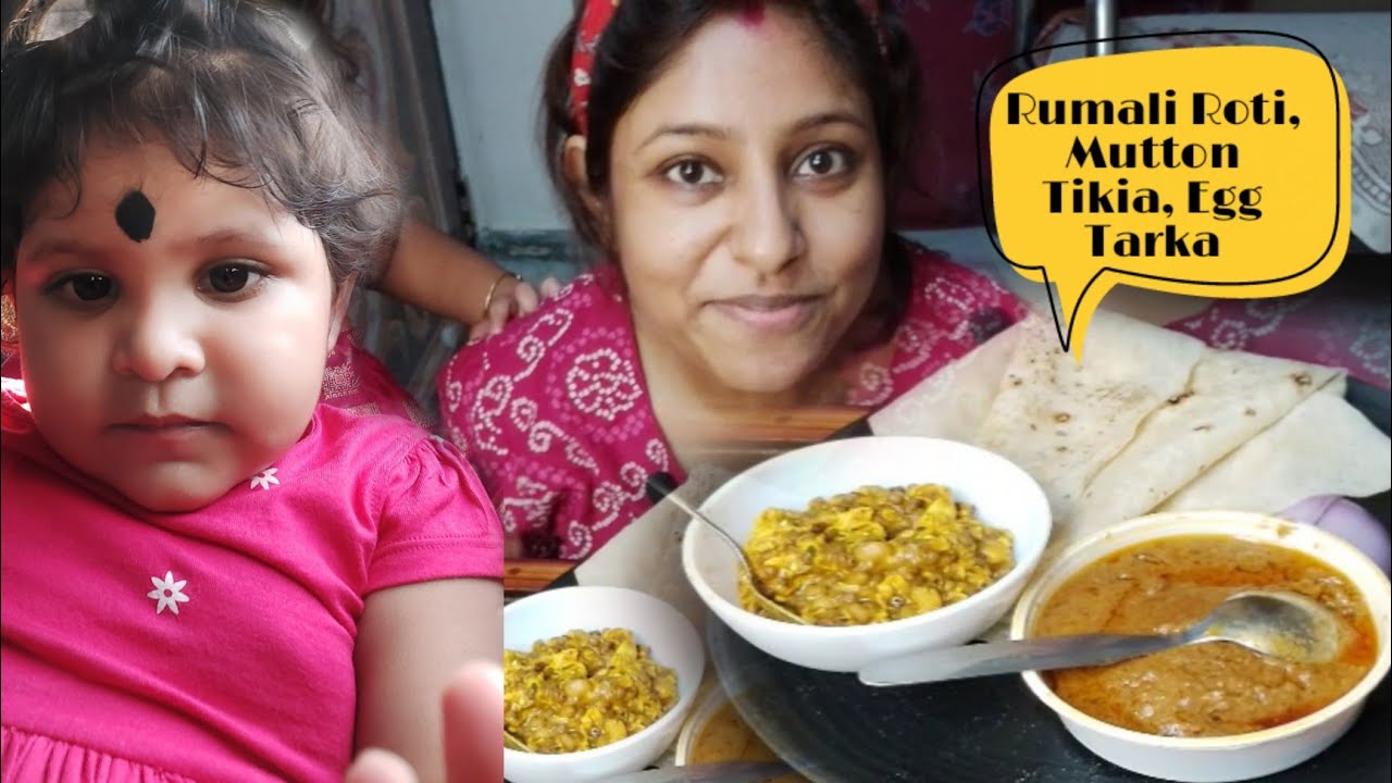 Eating Show - Rumali Roti, Egg Tarka, Mutton Tikia | Dinner | Food | Foodlover | Poulami Eating Show