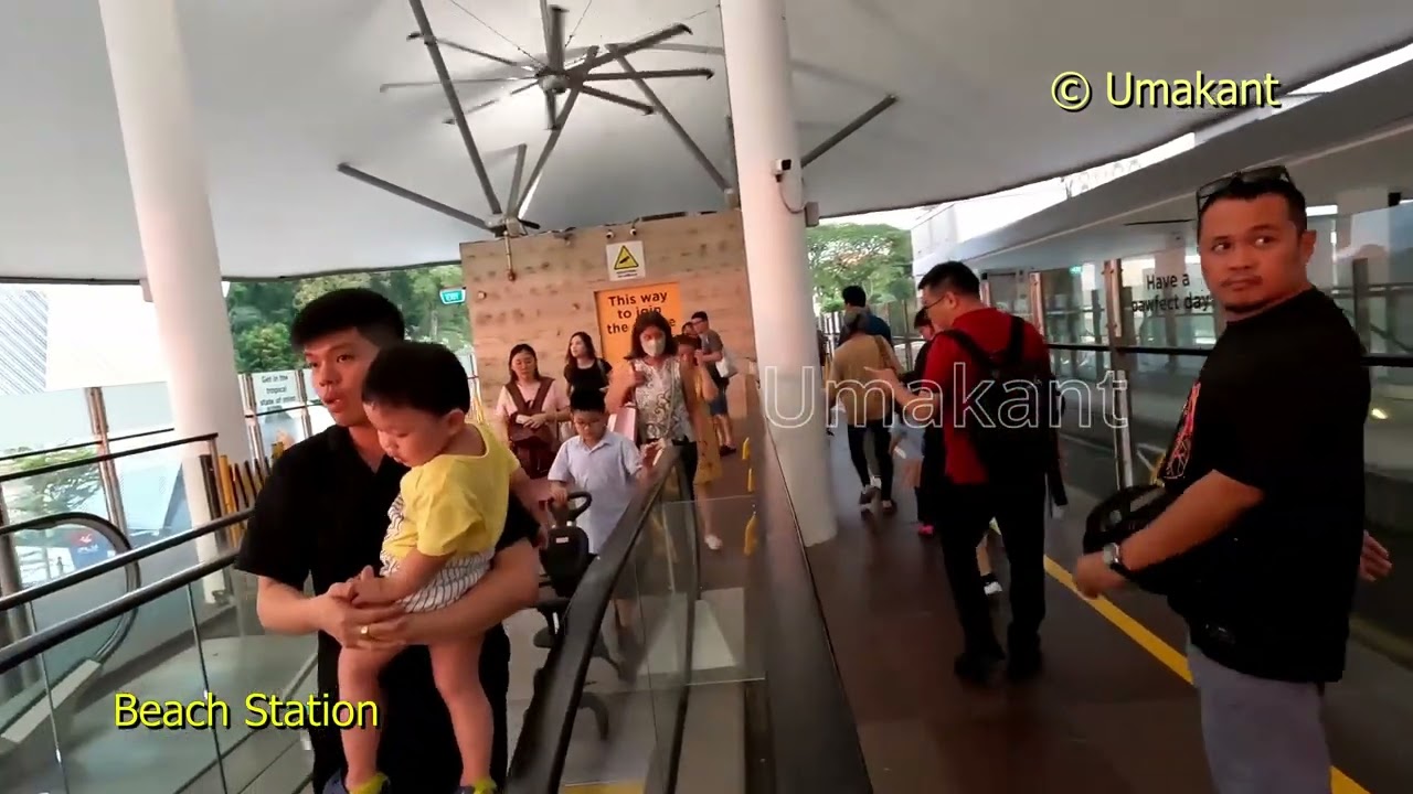 Resorts World Station to Beach Station (by Sentosa Express) to Palawan Beach (by Beach Shuttle)
