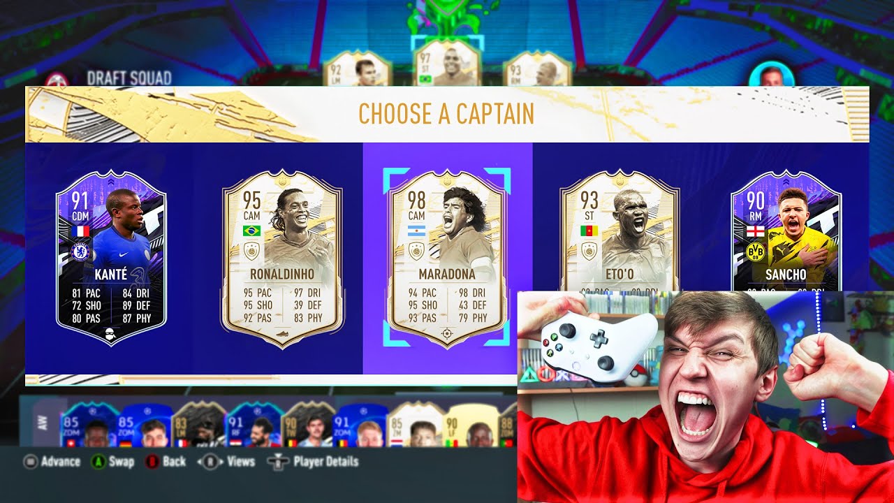 98 MARADONA + 95 RONALDINHO IN 192 RATED PRIME ICON MOMENTS FUT DRAFT!! - FIFA 21