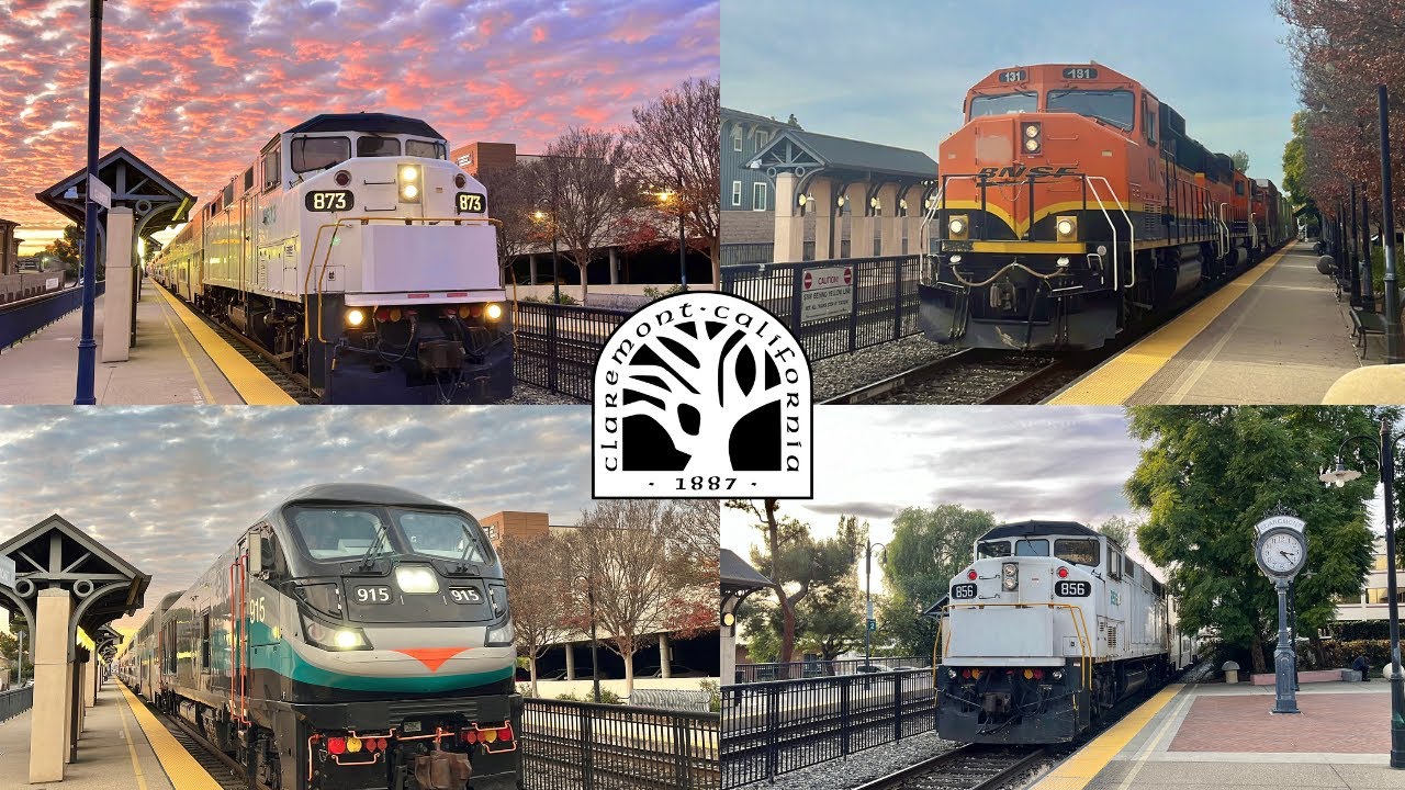 Railfanning Claremont Metrolink Station FT SCAX 873, SCAX 856, BNSF Pasadena Local 12/22/2022