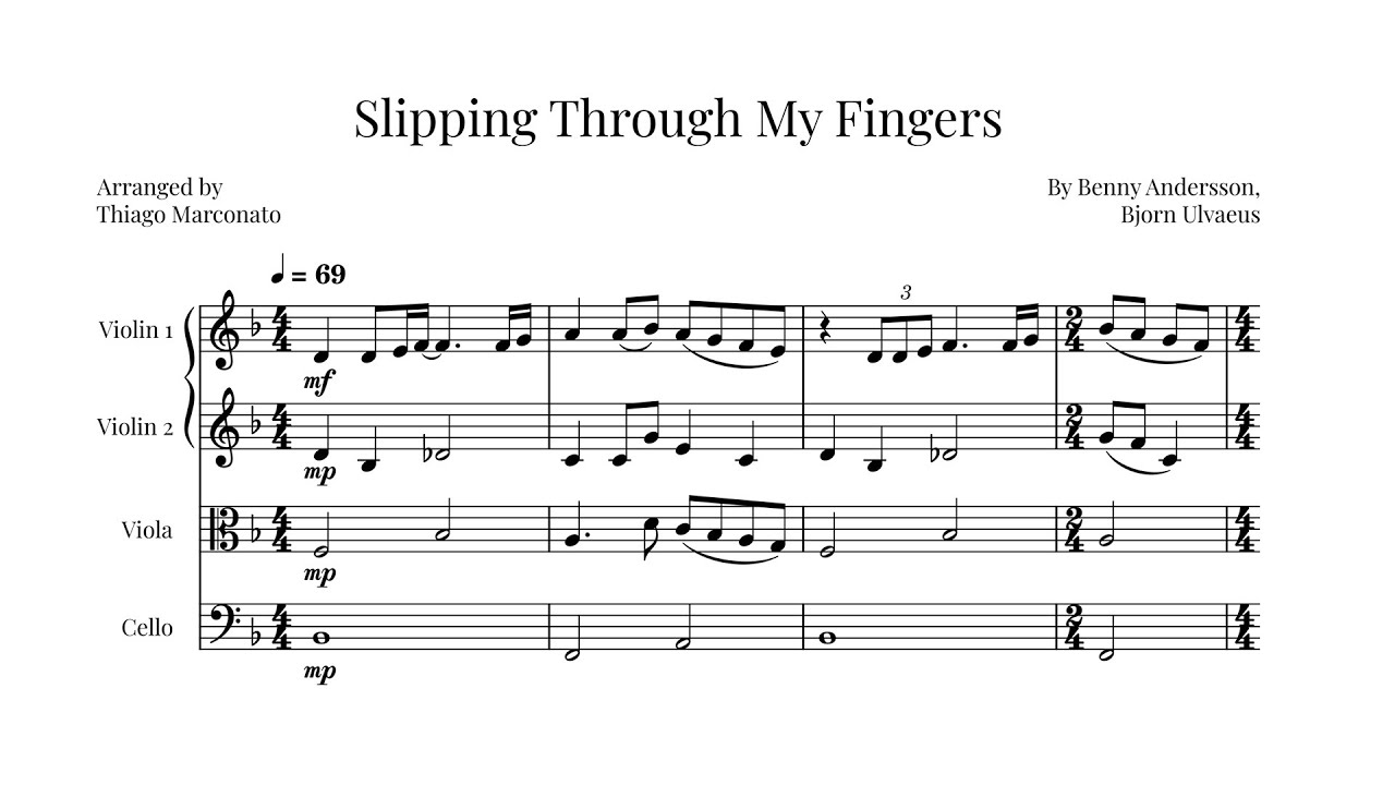 SLIPPING THROUGH MY FINGERS (ABBA) | String quartet