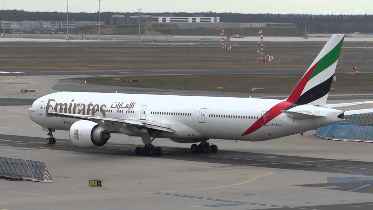 Emirates Airlines - Boeing 777-31H/ER (A6-EGJ) Pushback, Taxi & Take Off - Frankfurt (FRA/EDDF)
