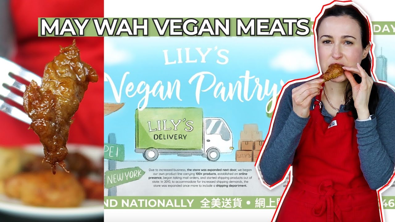MAY WAH VEGAN MEATS Taste Test/Review/Ranking (Lily’s Vegan Pantry in NYC!) | Drumsticks & Ribs