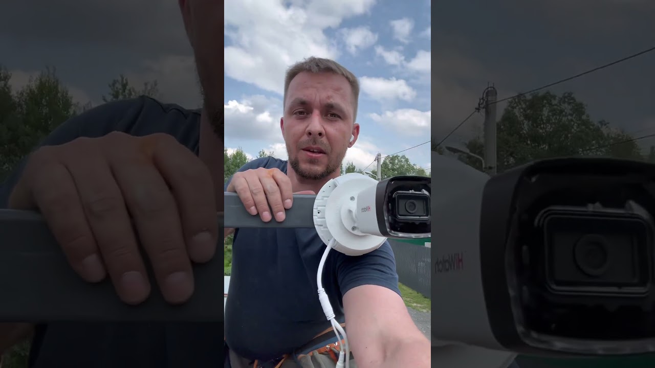 HiWatch DS-I400 (D) с коробкой монтажной Kadron JB3-115W на выносе в виде стальной трубы 60х40.