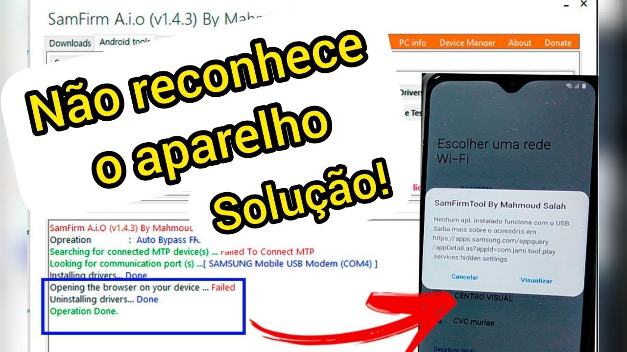 SamFirm Erro Opening the browser on your device Failed, pc nao reconhece o celular