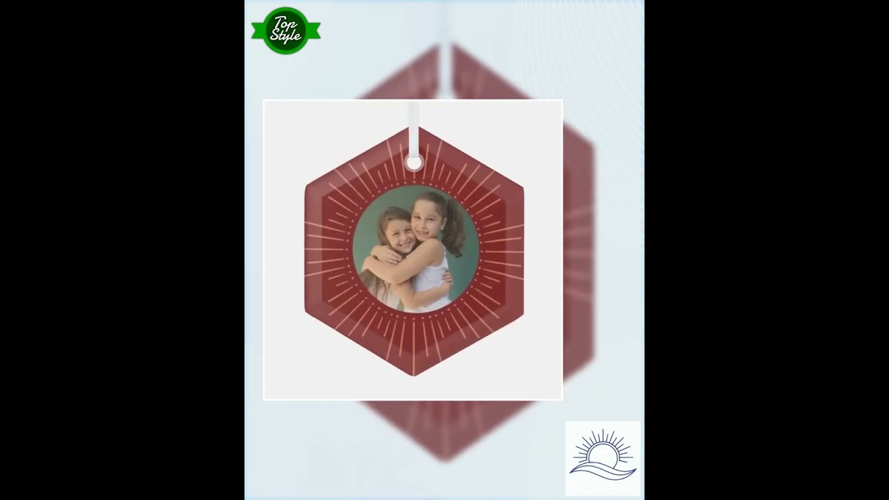 Personalized Photo Ornament, Sunburst Family Keepsake, Glass Christmas Gift
