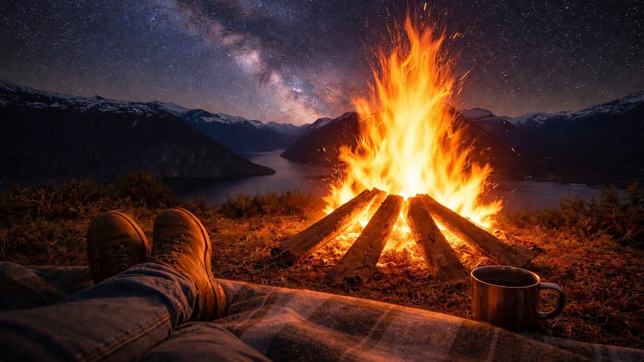 Quiet Campfire at the Lake – Midnight POV | Calm 4K Sleep Ambience