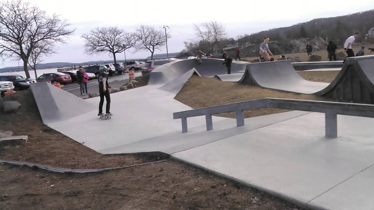 J Buldo first hand rail at Nyack skate plaza