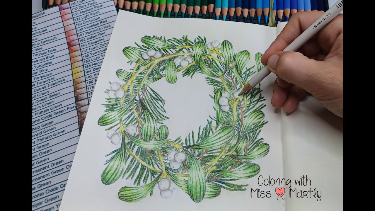 Coloring tutorial | The flower year by Leila Duly | Mistletoe with Polychromos