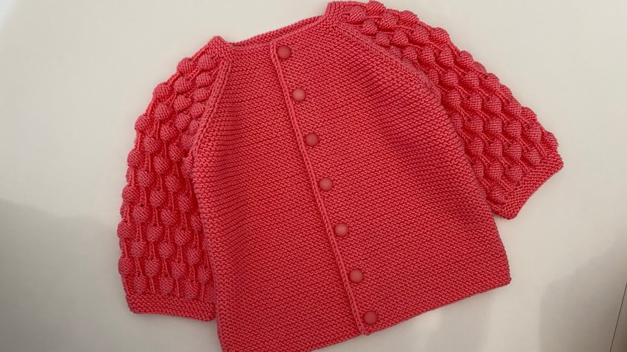 Ahududu modeli bebek hırka yapımı / kolları ahududu modeli hırka anlatımı