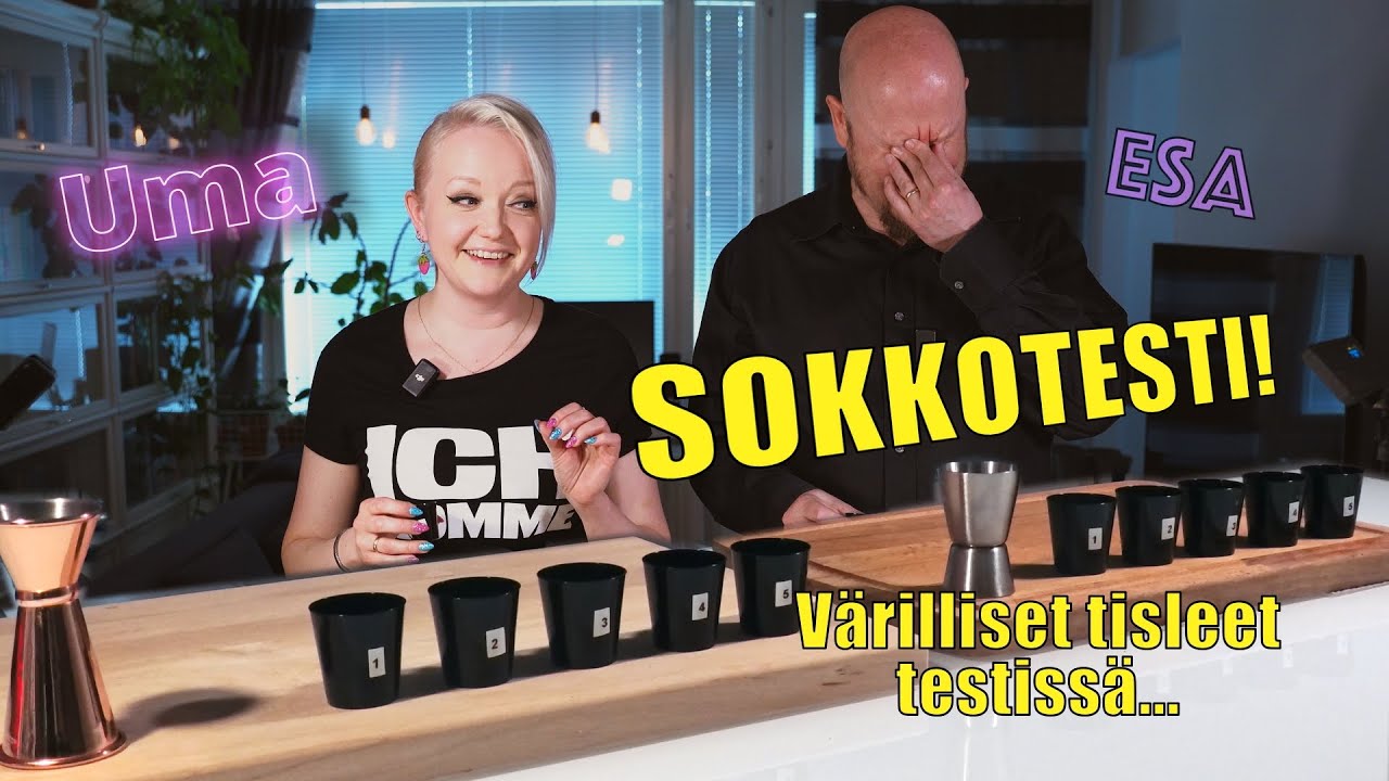 Sokkotestissä värilliset alkoholit