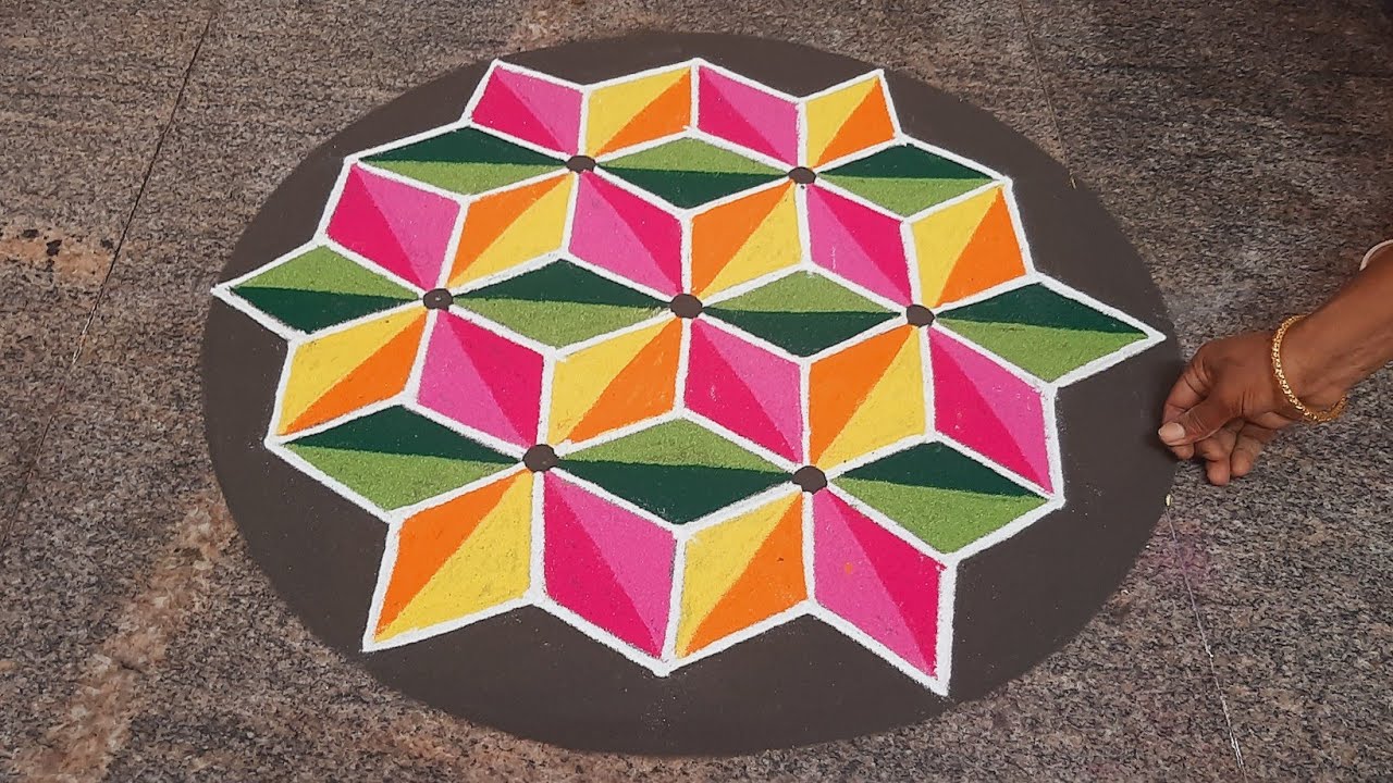 7*4 dots kolam |colourful kolam |karthigai matham kolam |rangoli |p square rangoli