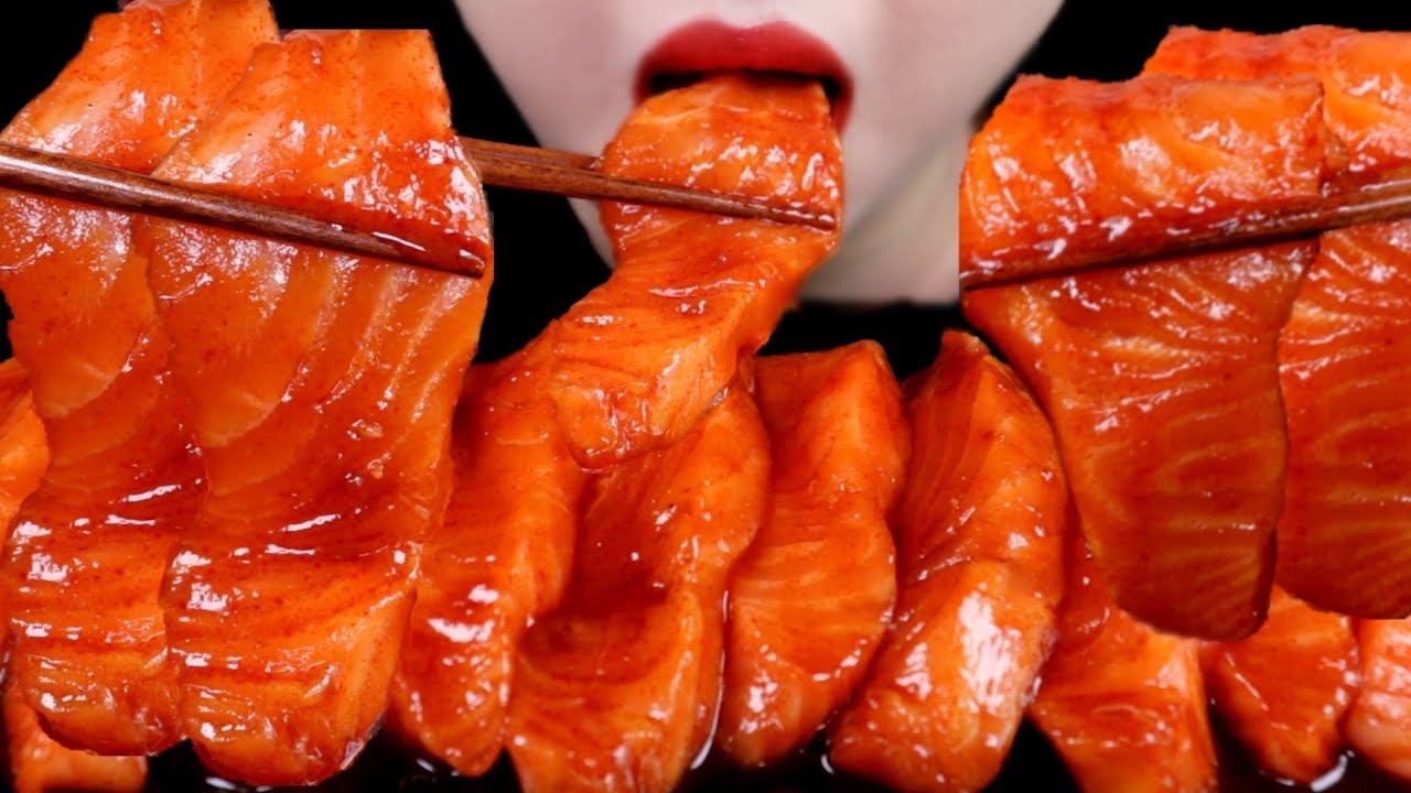 ASMR 불닭 연어 리얼사운드 먹방