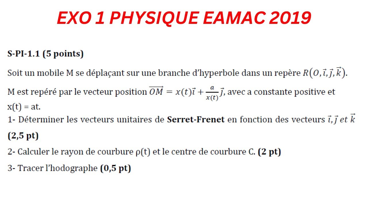 Solution physique 1 concours EAMC 2019 niveau ingenieur.