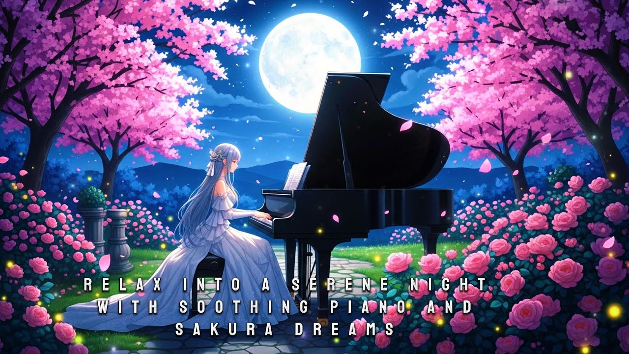 Relax into a Serene Night with SOOTHING Piano and Sakura Dreams