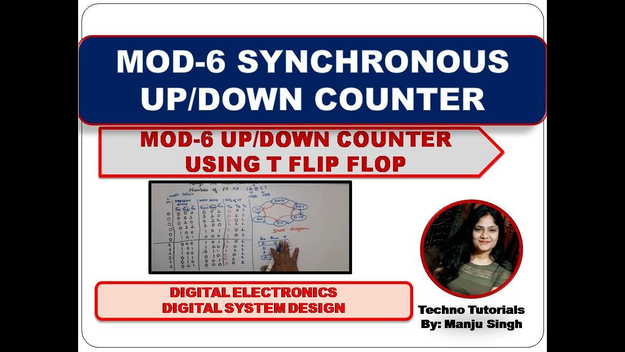 MOD 6 UP/DOWN Synchronous Counter | MOD 6 up/down counter using T Flip Flop