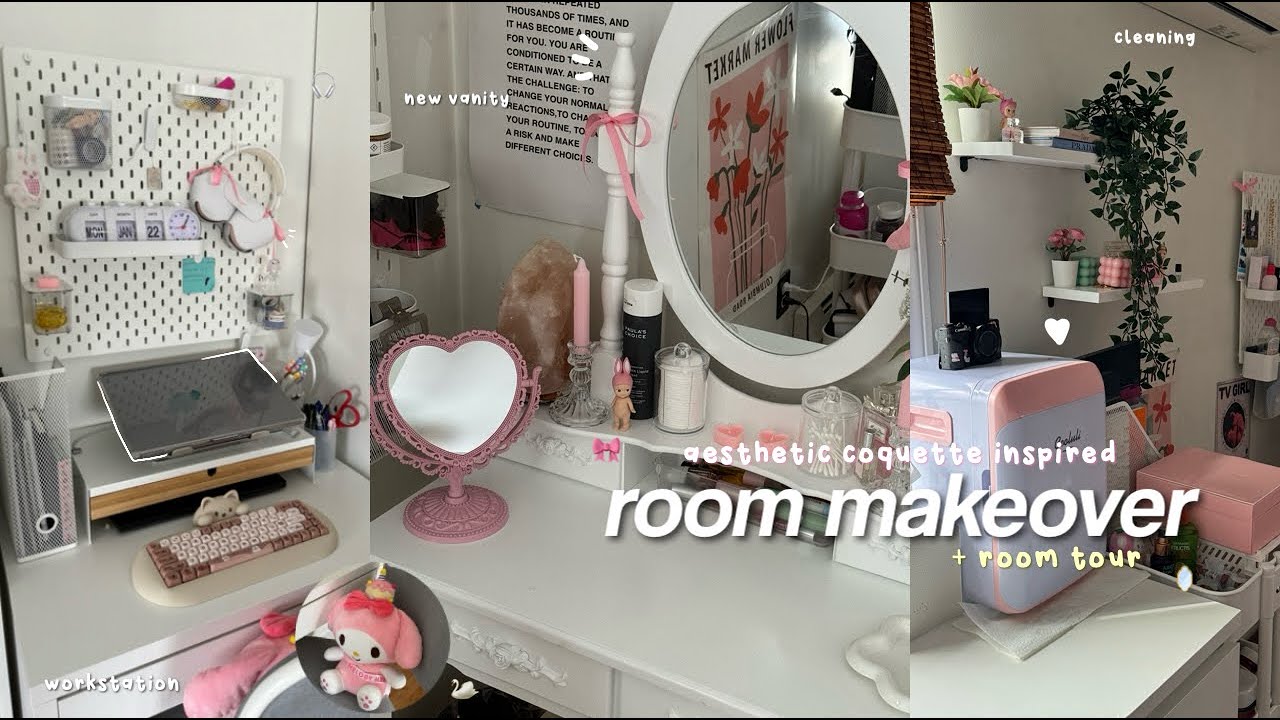 Эстетическое преображение комнаты + тур 𝜗𝜚 Coquette, вдохновленное Pinterest, преображение комнат...