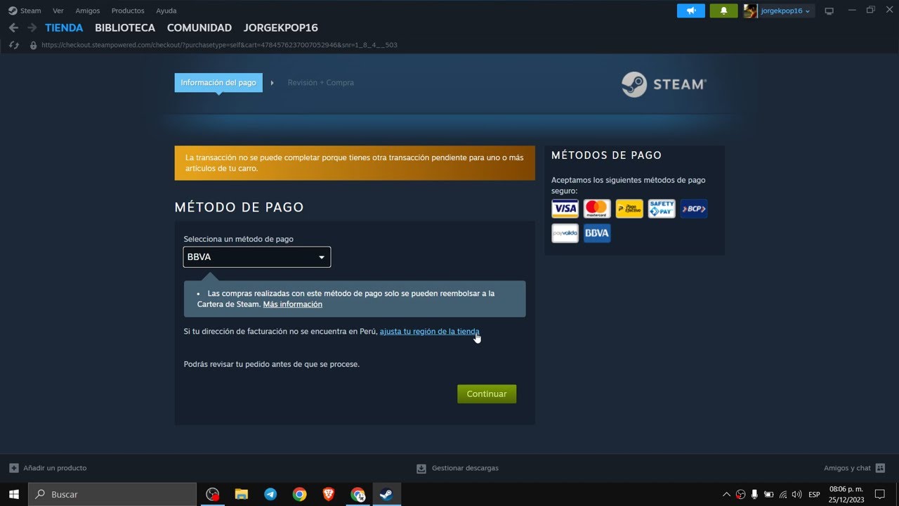 SOLUCIONAR PROBLEMA DE PAGOS NO CANCELADOS EN STEAM