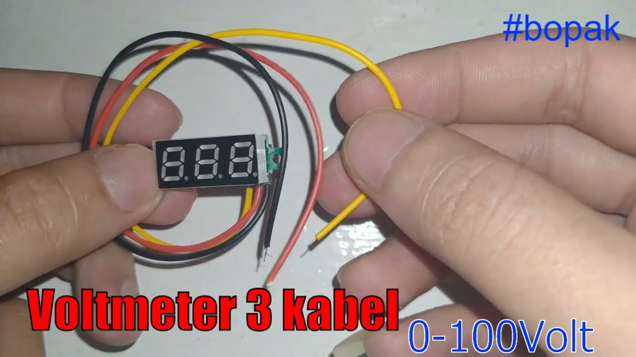 Voltmeter mini dc 3 kabel 0-100 v |#bopak|cara pakai voltmeter