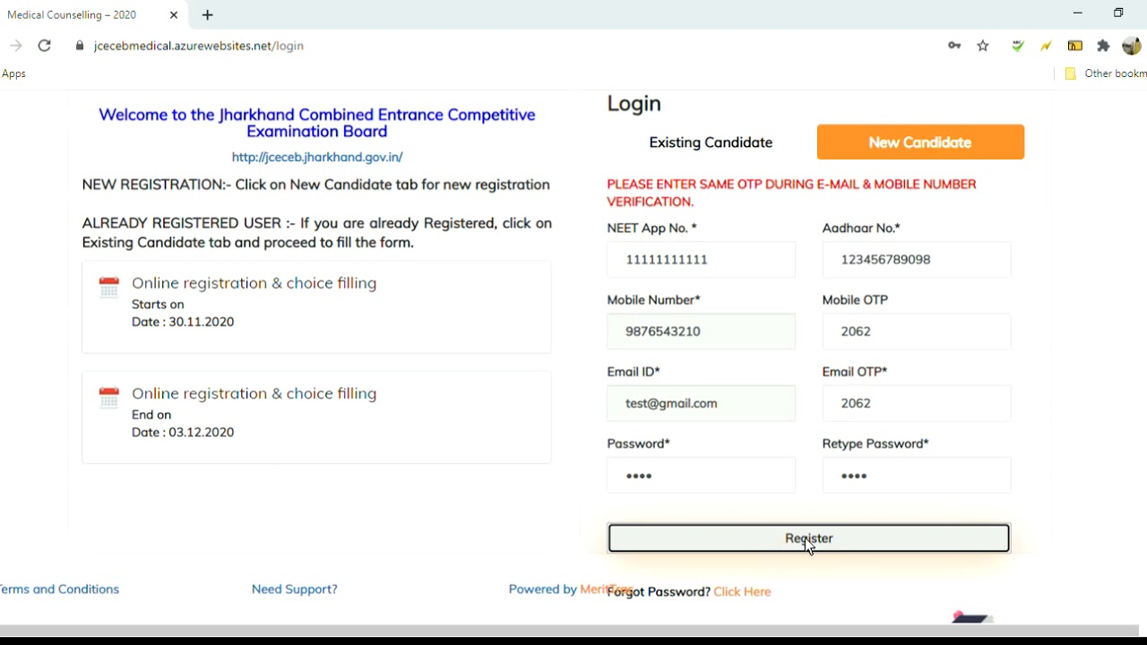 JCECEB Registration & Payment