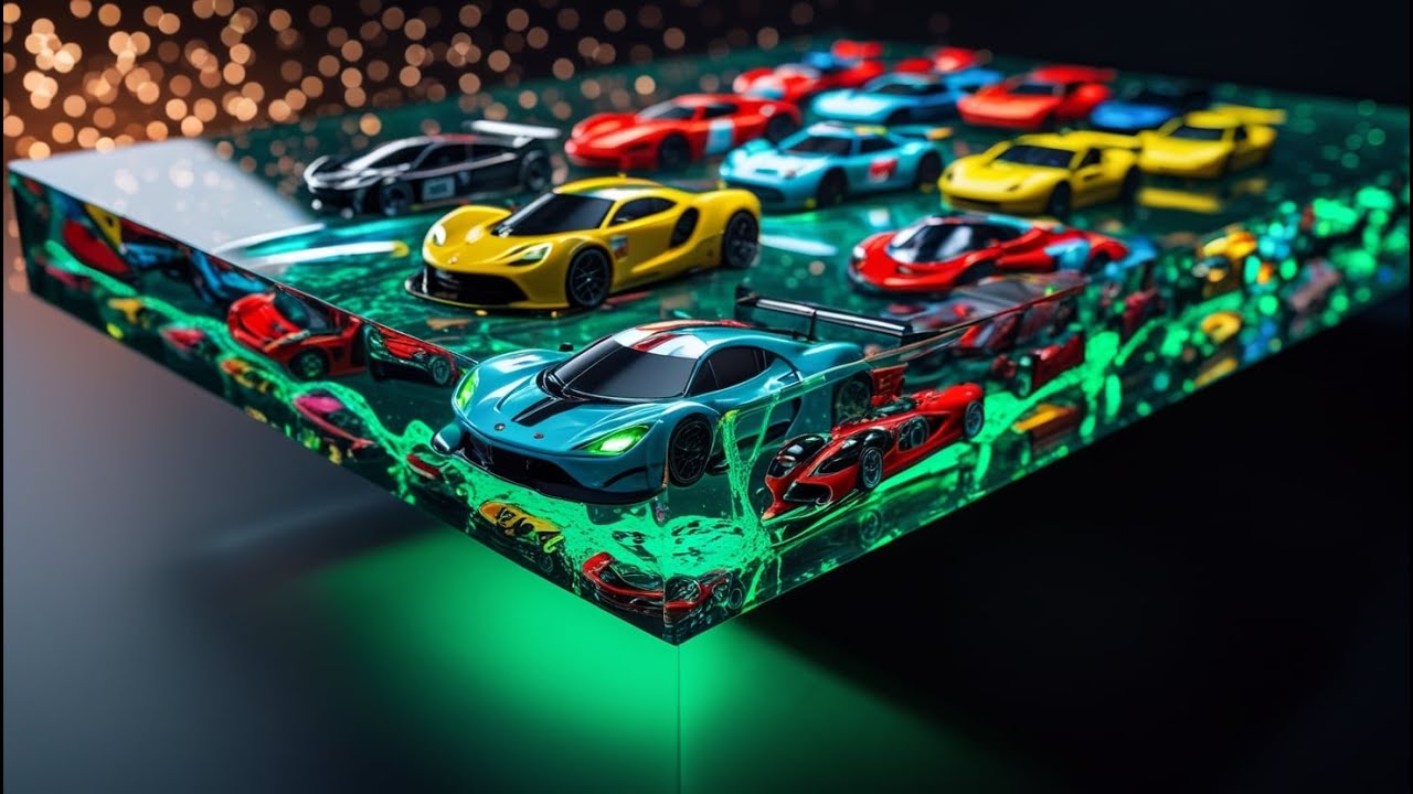 Crafting a Miniature Highway: Epoxy River Table with Built-in Toy Car Race Track