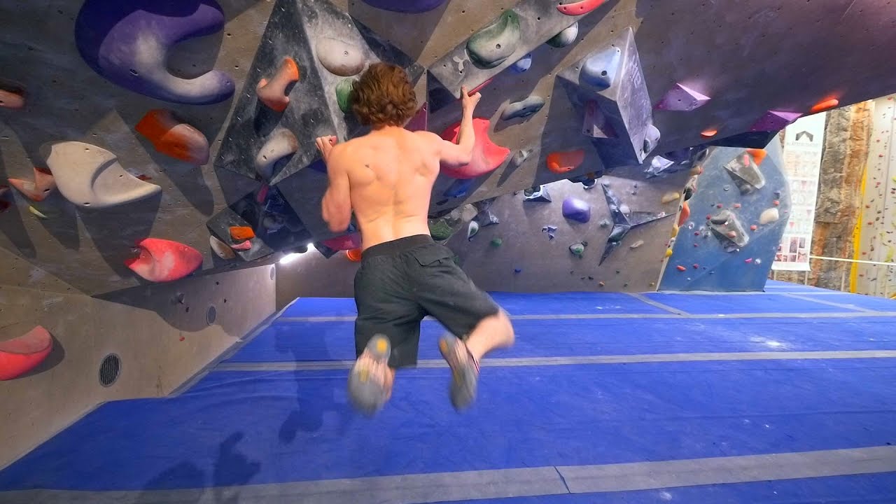 Nikken Is Trying His Hardest On His 8A Project ( Pink Problem )