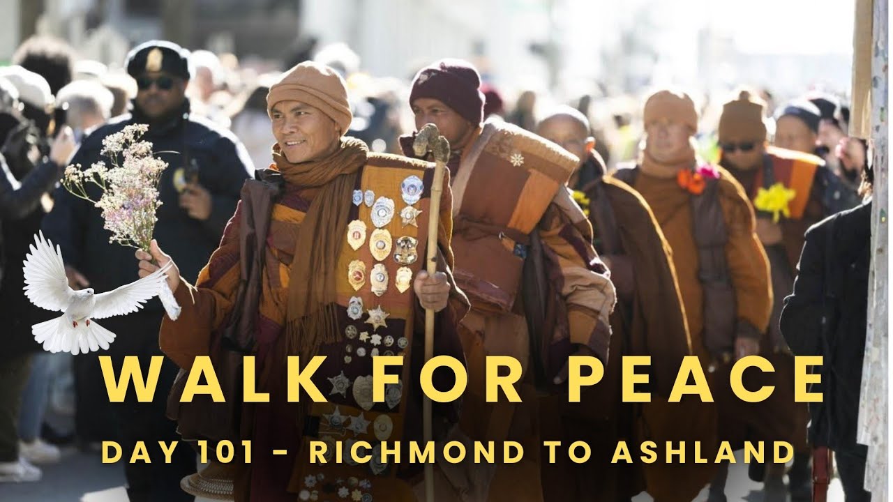 DAY 101- Today from Richmond,  heading toward Ashland 🙏✨#WalkForPeace #PeaceWalk #BuddhistMonks