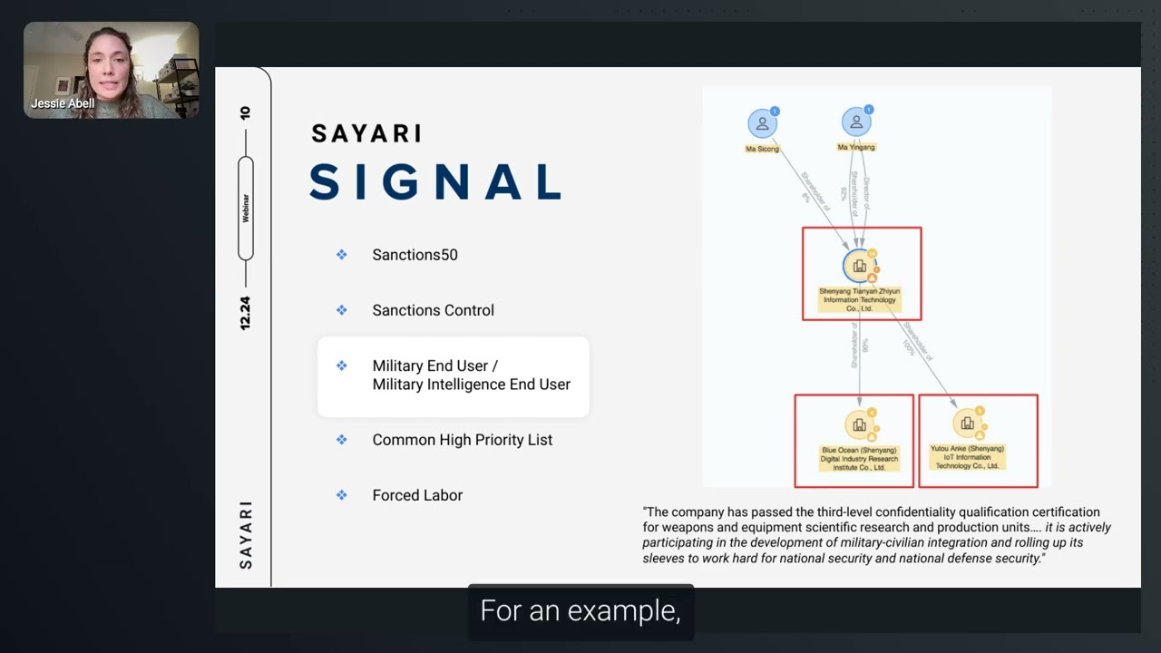 Get Sayari Signal for Military End User Data
