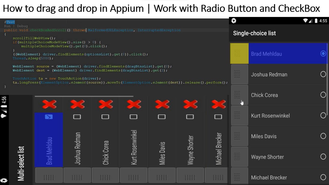 How to drag and drop in Appium | Work with Radio Button and CheckBox